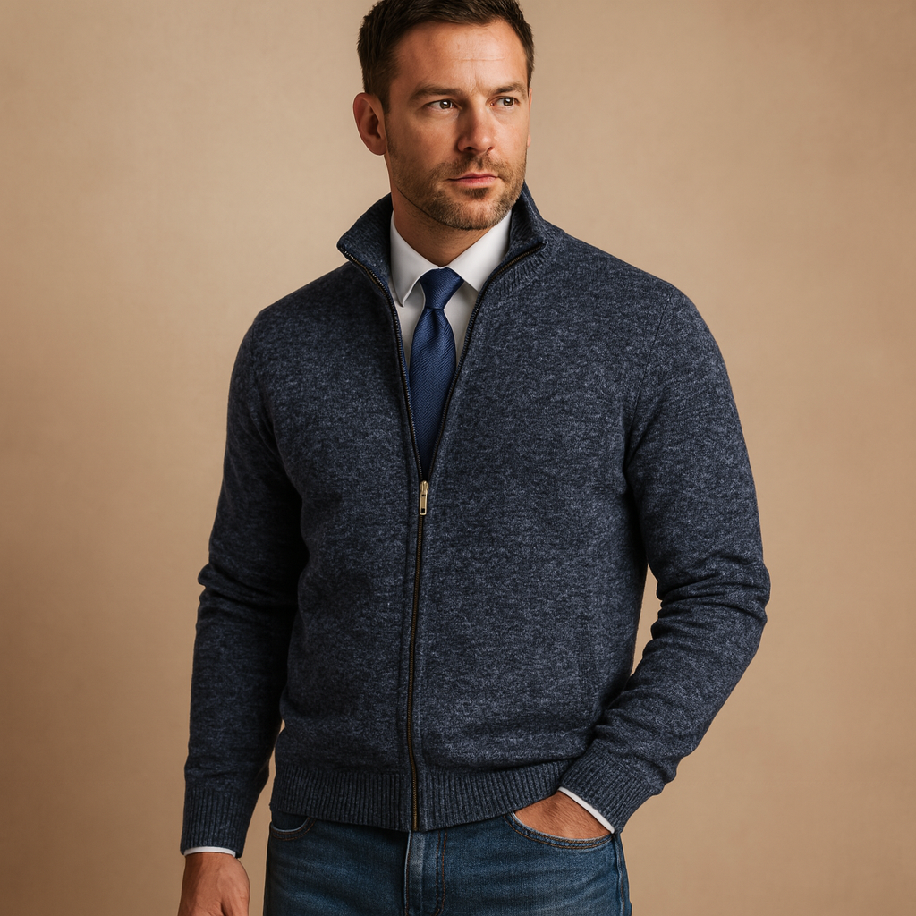 Clea | Homem Cardigan Malha com Fecho Zip