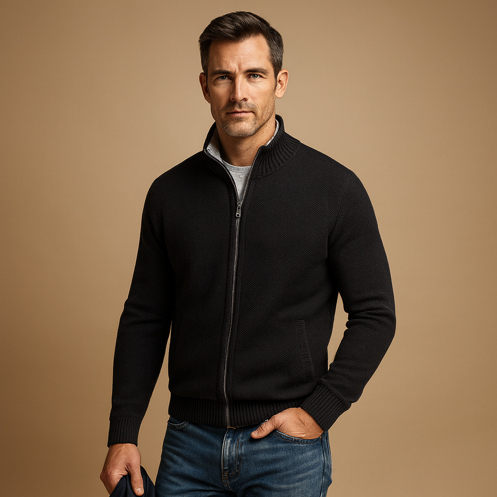 Clea | Homem Cardigan Malha com Fecho Zip
