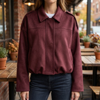 Xanthe | Mulher Bomber Cropped com Fecho de Correr