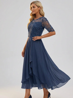Vestido de Renda Feminino | Elegante, Decote Fechado | Festa