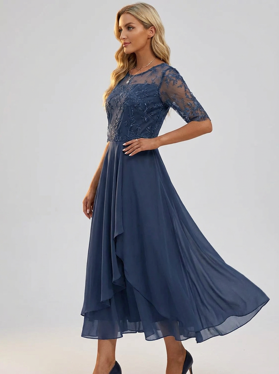 Vestido de Renda Feminino | Elegante, Decote Fechado | Festa