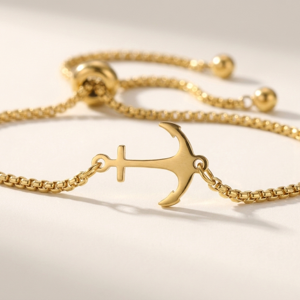 Wren | Pulseira Aço Inoxidável Elo Âncora Náutica
