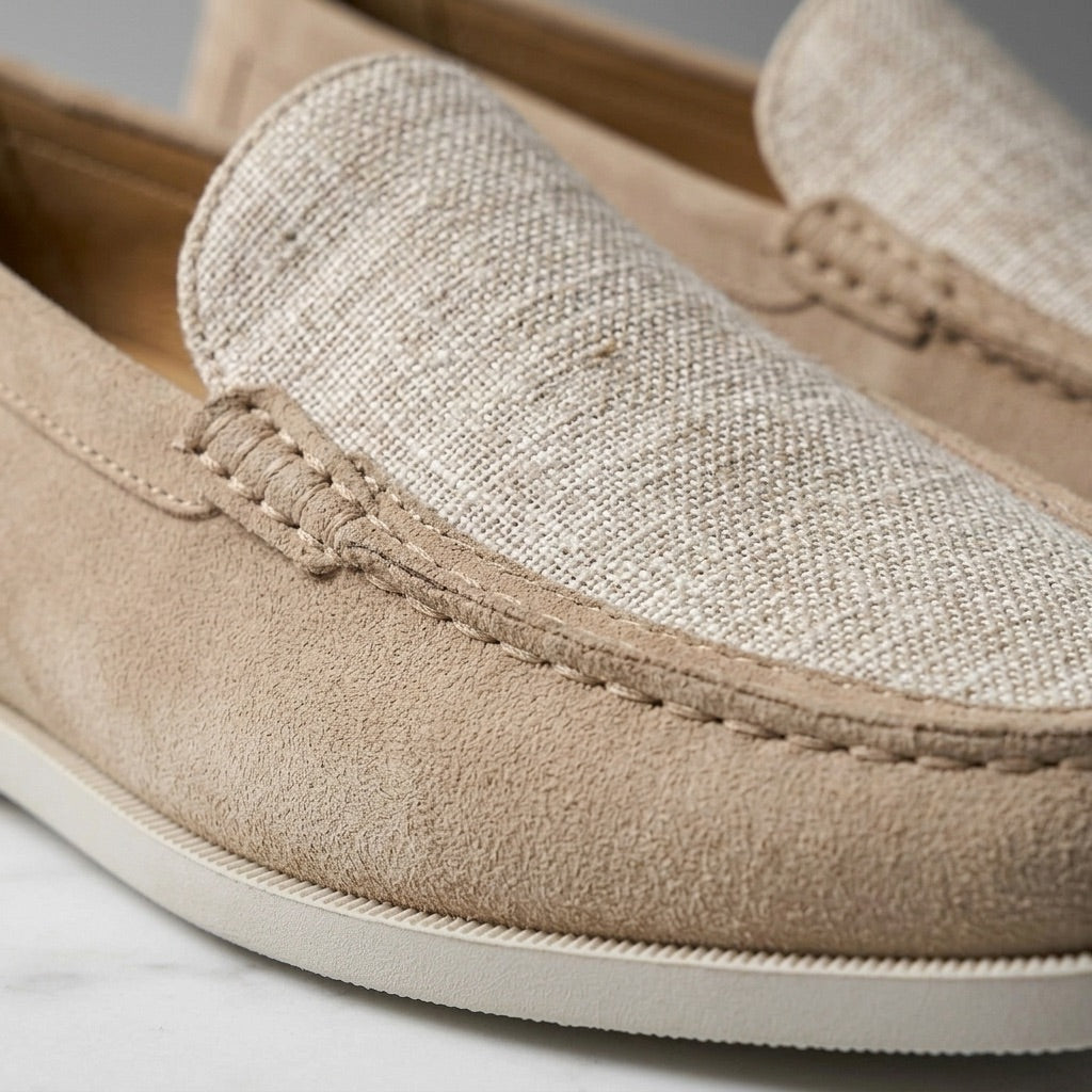 Embla | Mocassins Camurça Costura Manual Palmilha Acolchoada