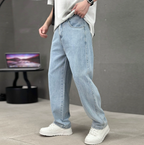 Aria | Calças Jeans Masculinas Perna Reta Algodão