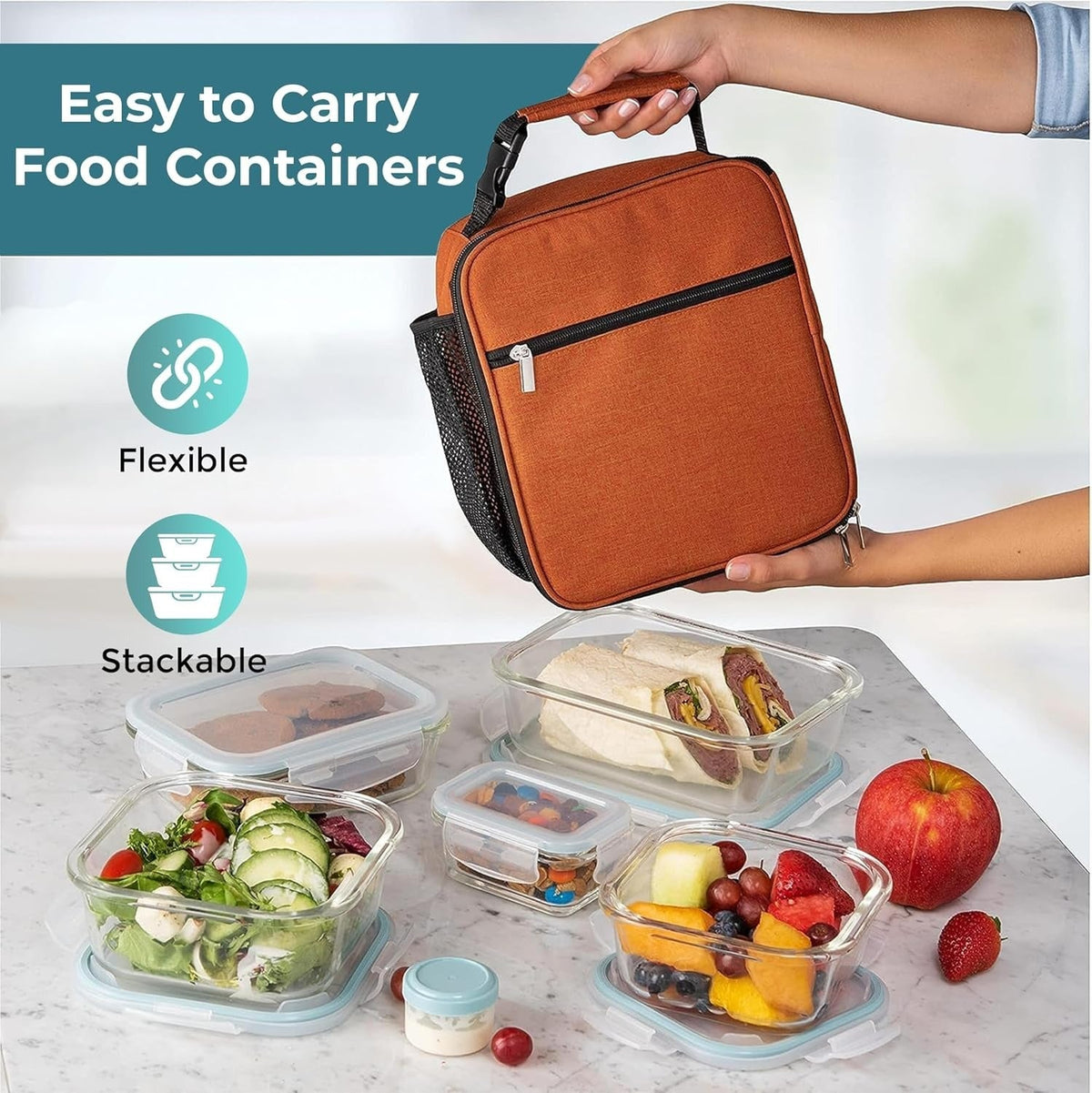 Veda | Conjunto de Recipientes Alimentares | 35 Peças com Tampas Herméticas | Organização e Porcionamento