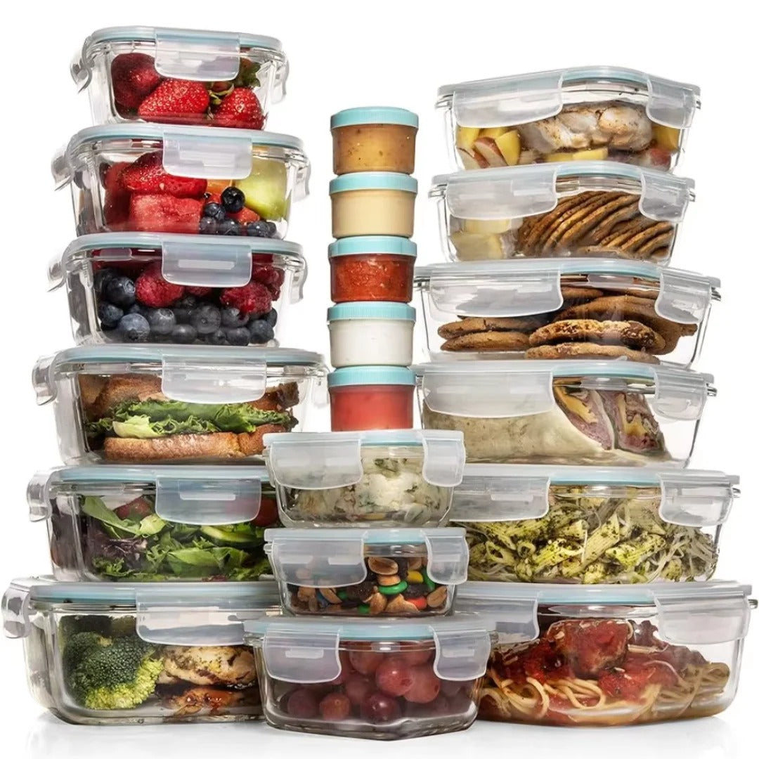 Veda | Conjunto de Recipientes Alimentares | 35 Peças com Tampas Herméticas | Organização e Porcionamento
