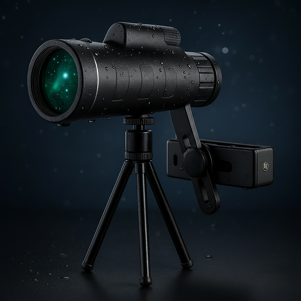 Giselle | Telescópio Monocular Portátil | Visão Noturna, Impermeável, 12x Zoom | Preto