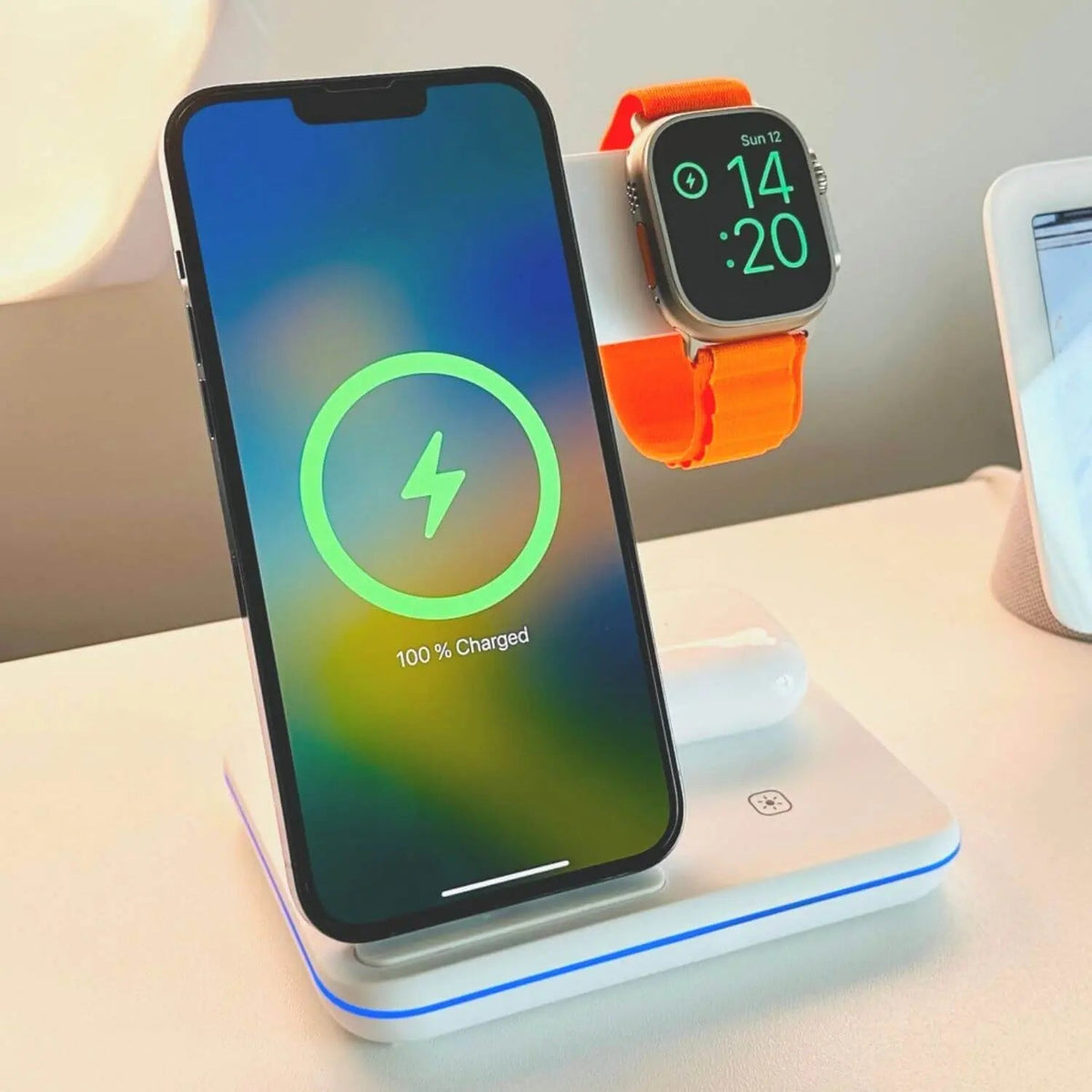 Neela | Base de Carregamento 3 em 1 Apple | iPhone, Watch e AirPods | Sem Fios