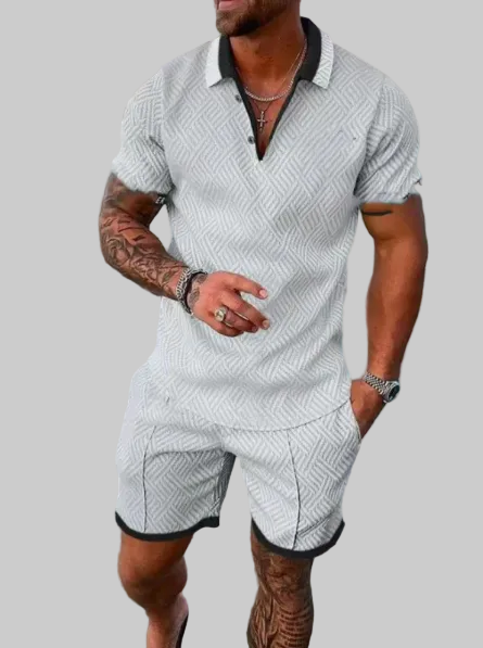 Conjunto Shorts Masculino | Slim Fit Verão, Manga Curta