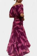 Selene | Vestido Floral Feminino Decote V Saia Longa