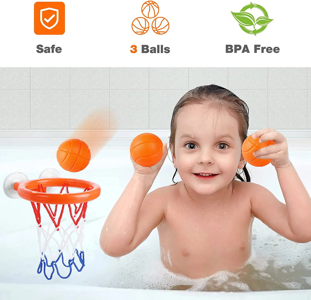 Solene | Jogo de Basquete para Banho | Brinquedo de Banheira para Crianças | Seguro