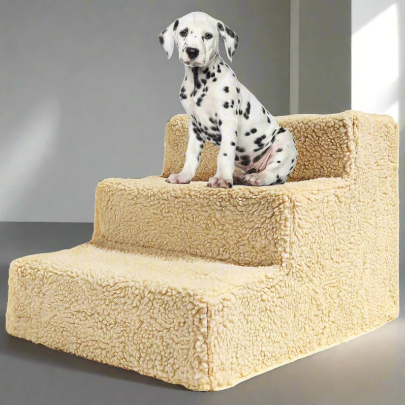Elowen | Escadas Portáteis para Cães | 3 Degraus, Cama Alta, Cobertura Removível