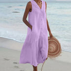 Elsa | Vestido Longo Feminino Sem Mangas Decote V