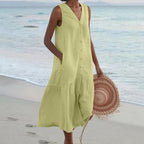 Elsa | Vestido Longo Feminino Sem Mangas Decote V