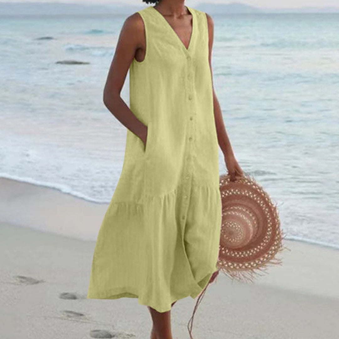 Elsa | Vestido Longo Feminino Sem Mangas Decote V