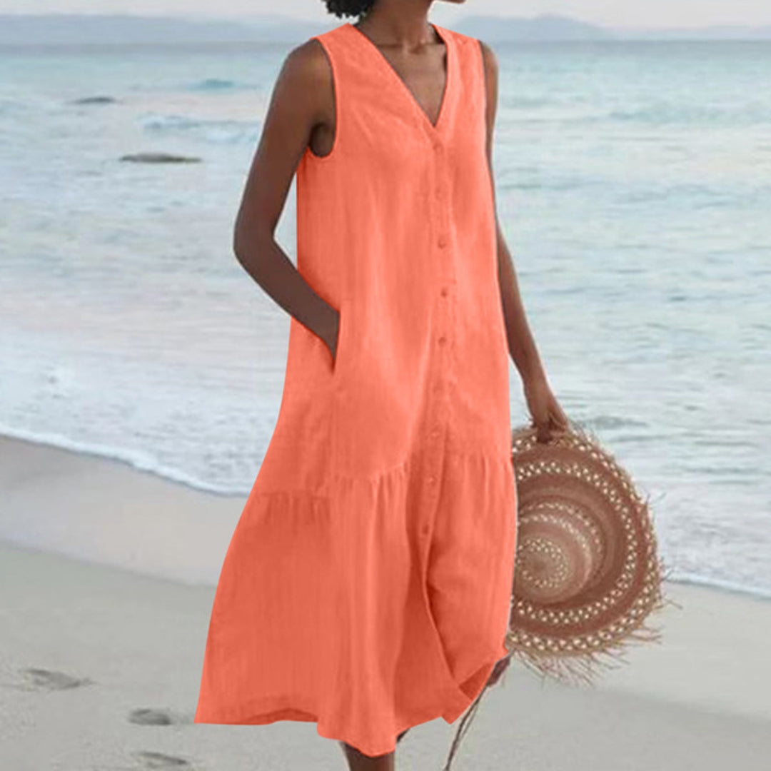 Elsa | Vestido Longo Feminino Sem Mangas Decote V