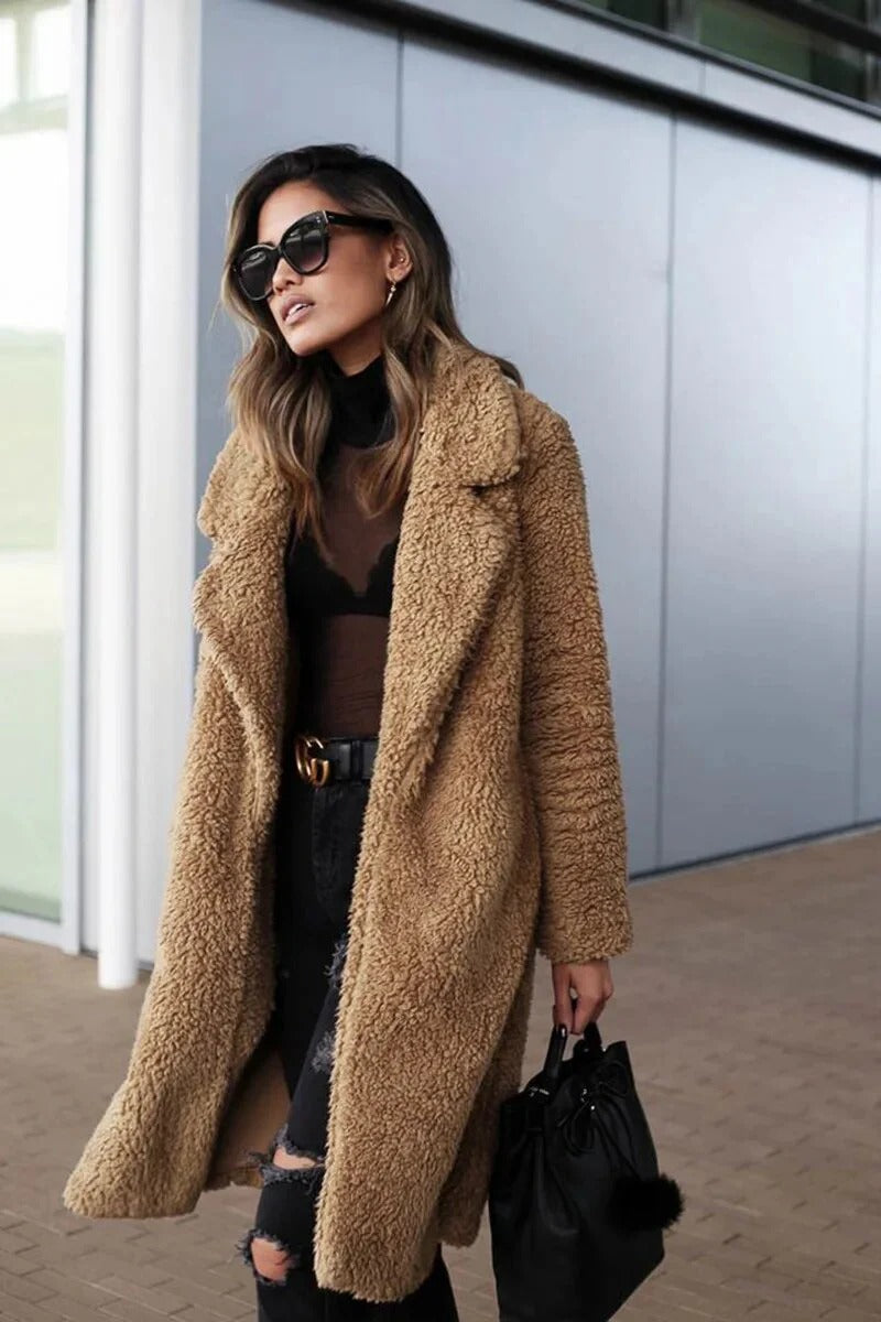 Edith | Casaco Teddy Feminino Oversize Manga Longa
