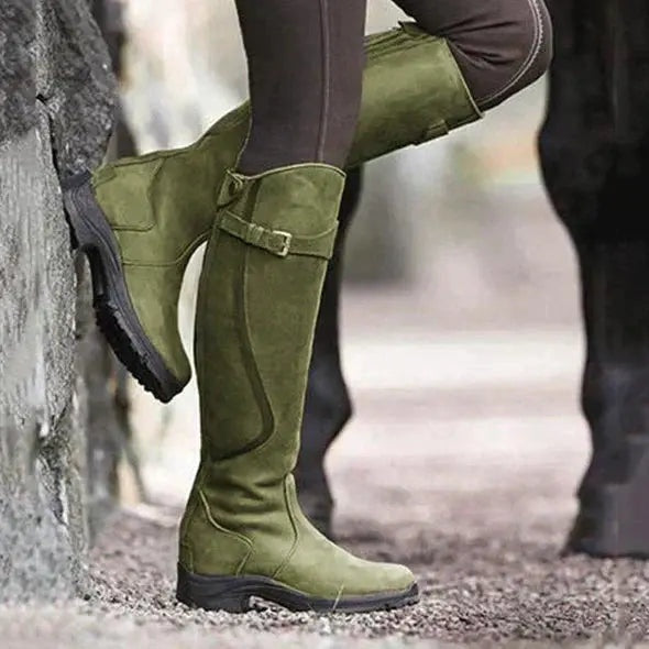 Botas Impermeáveis Cano Alto | Mulher, Couro, Fivela
