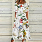 Vestido de Verão Floral | Branco com Padrão Florido | Envolvimento Feminino