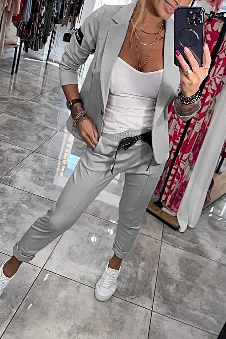 Indra | Conjunto Feminino 2 Peças Blazer e Calça Cintura Elástica