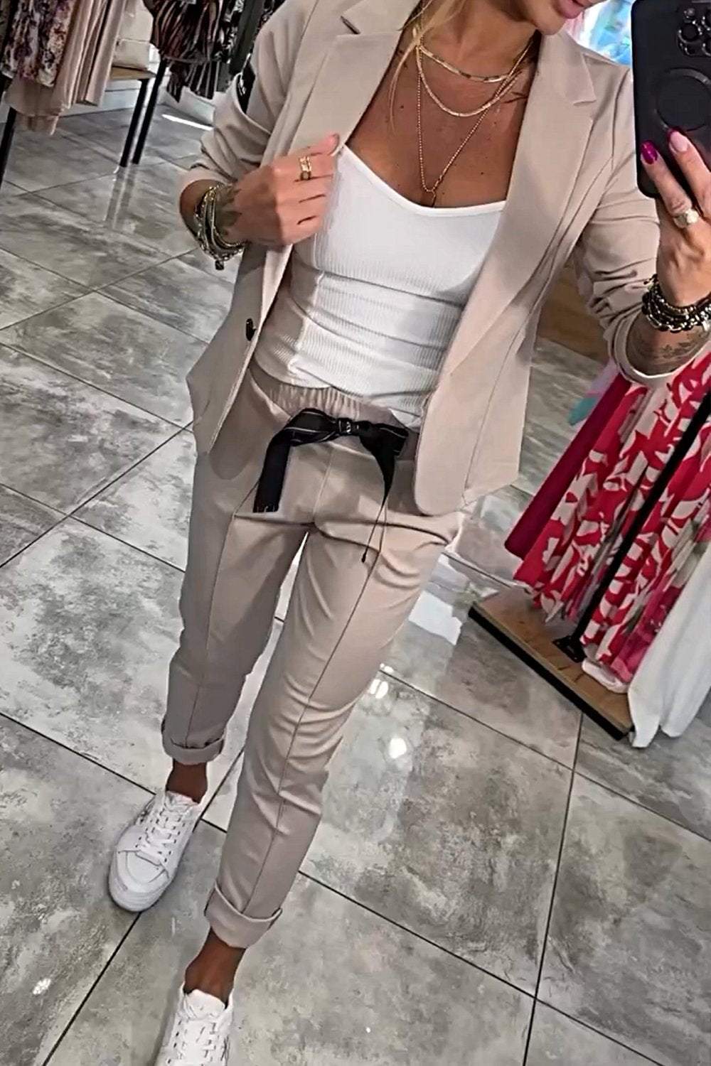Indra | Conjunto Feminino 2 Peças Blazer e Calça Cintura Elástica