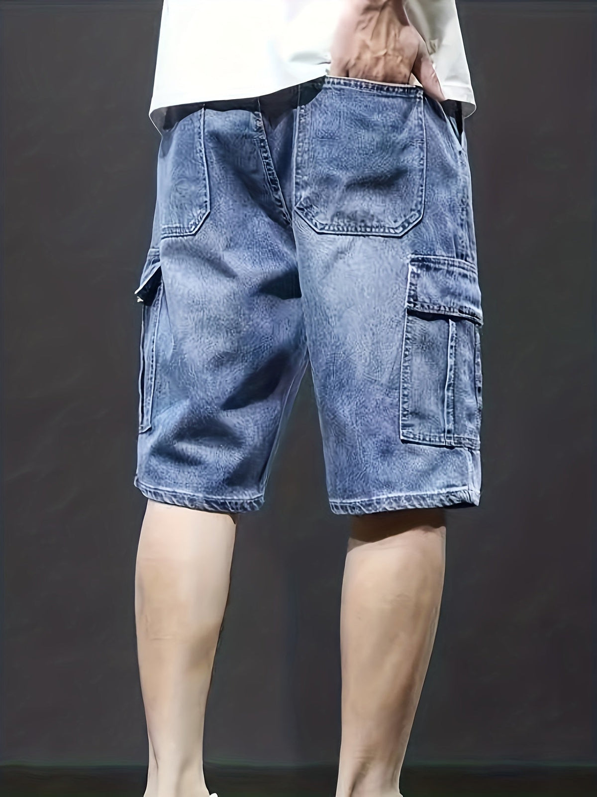 Willa | Homem Calções Cargo Denim Cós Ajustável