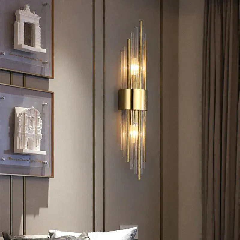 Aplique de Parede LED | Cristal e Dourado, Design Moderno | Mila