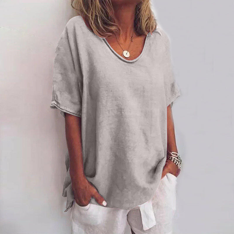 Rosalind | Mulher Camiseta Algodão Oversized Decote V