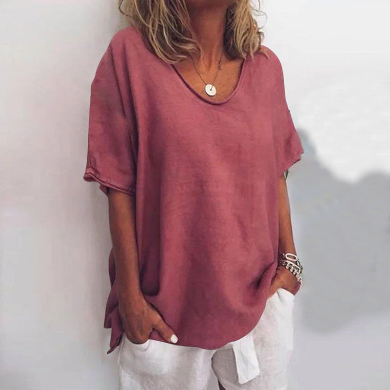 Rosalind | Mulher Camiseta Algodão Oversized Decote V
