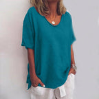 Rosalind | Mulher Camiseta Algodão Oversized Decote V