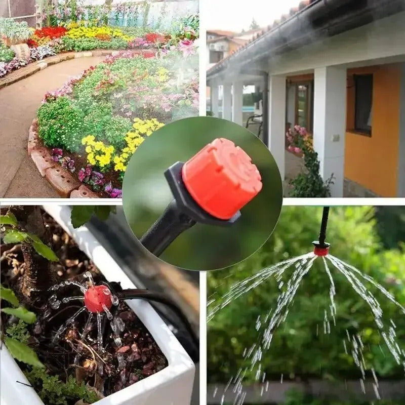 Sistema de irrigação automático para jardim com mangueira e sprinklers ajustáveis