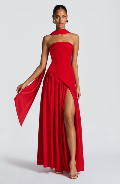 Halcyon | Vestido Maxi Mulher Corpete sem Alças Fenda