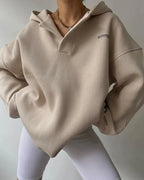 Hazel | Mulher Hoodie Oversized Pullover Gola Entalhada