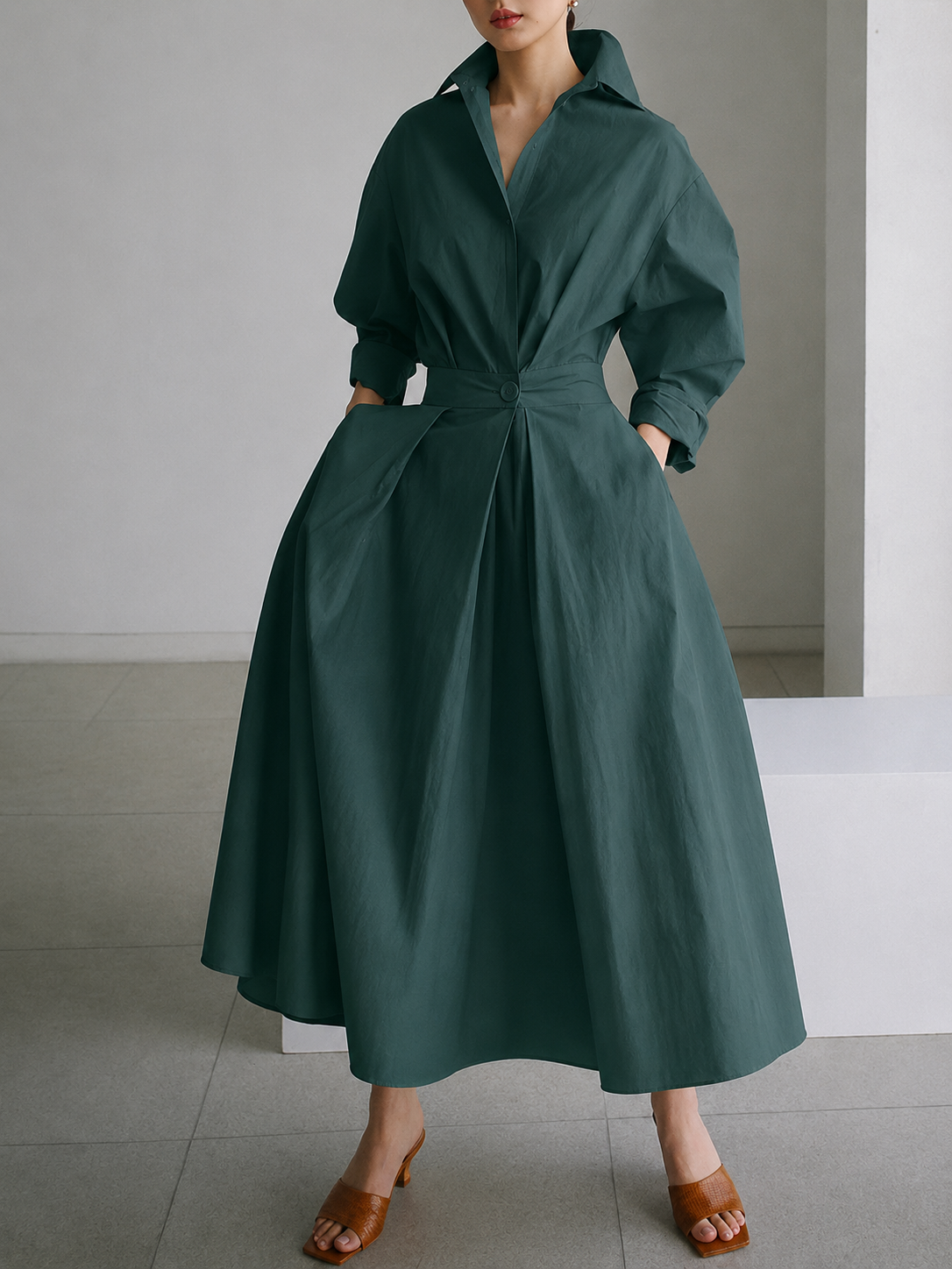 Una | Vestido Camiseiro Feminino Midi com Botões