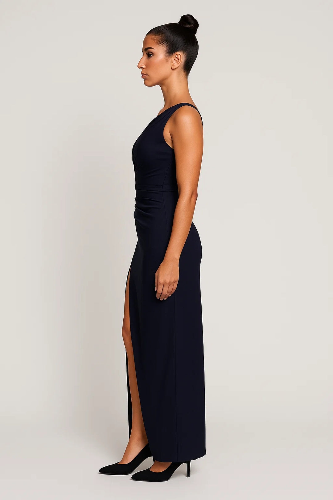 Vestido Maxi Senhora | Um Ombro, Fenda Alta, Festivo
