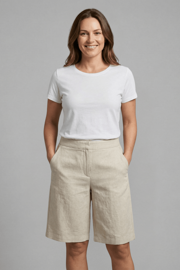 Shorts Feminino Cintura Alta Algodão Elástico