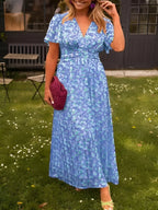Halle | Vestido Longo Floral Feminino Decote V