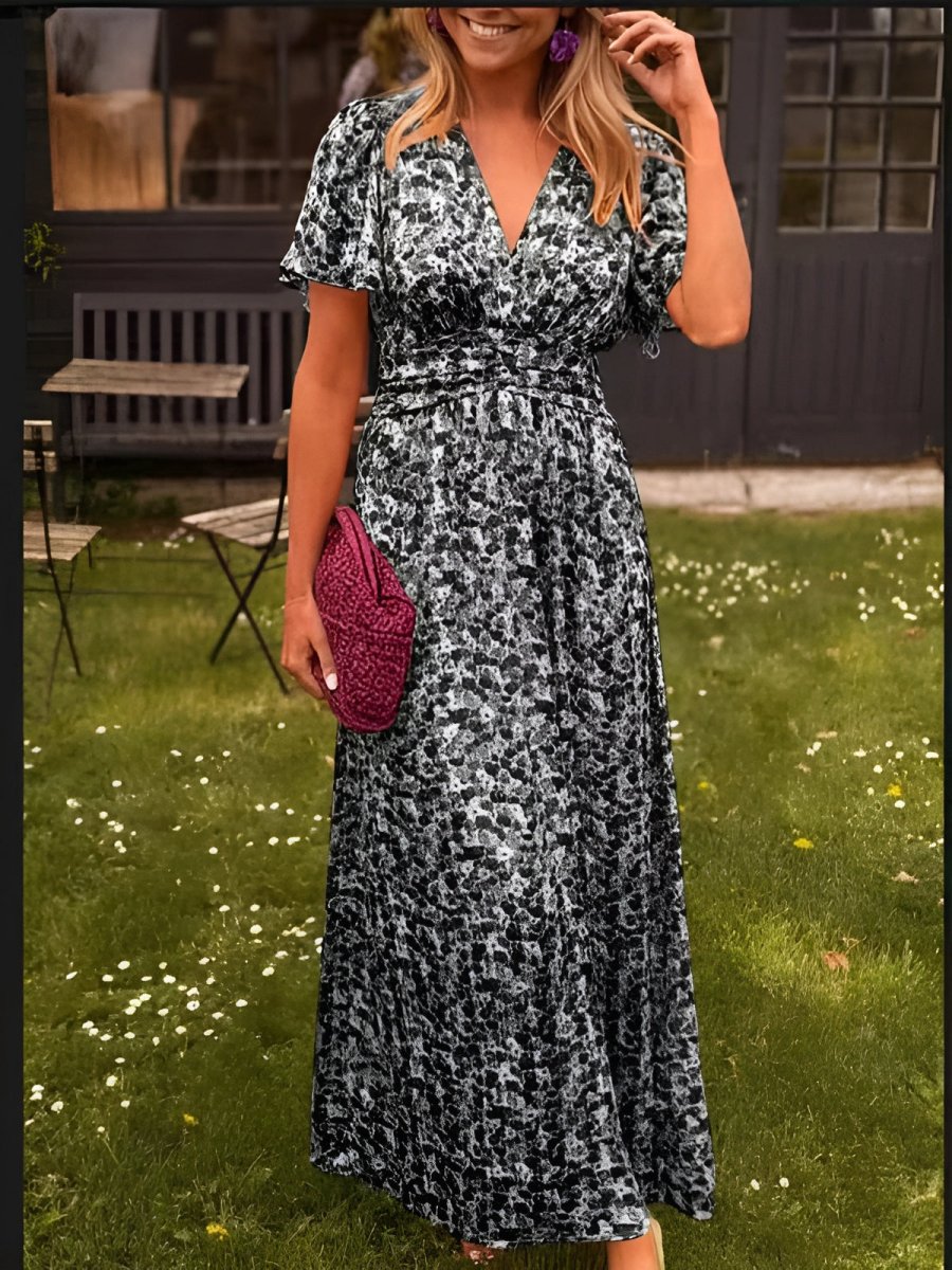 Halle | Vestido Longo Floral Feminino Decote V