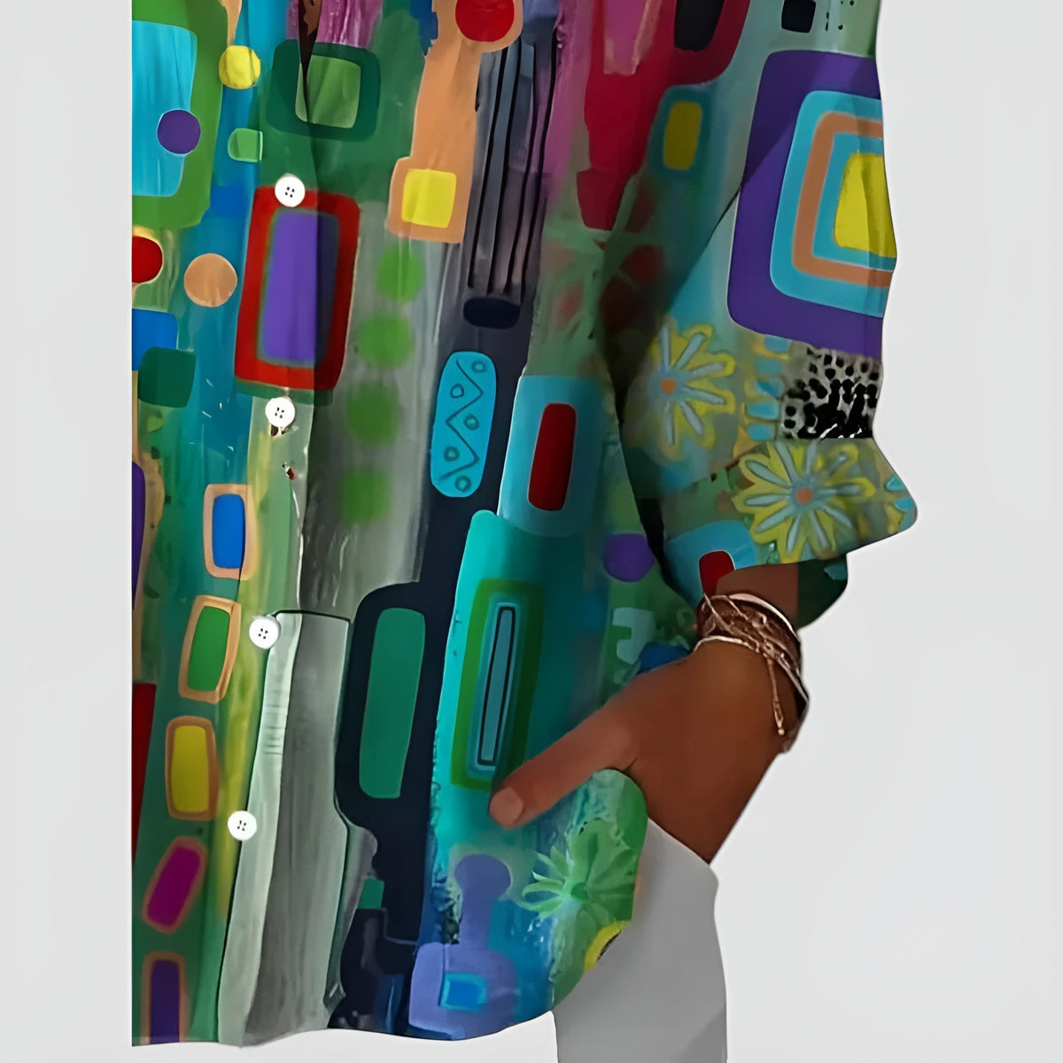 Blusa Feminina Padrão Geométrico Manga Longa