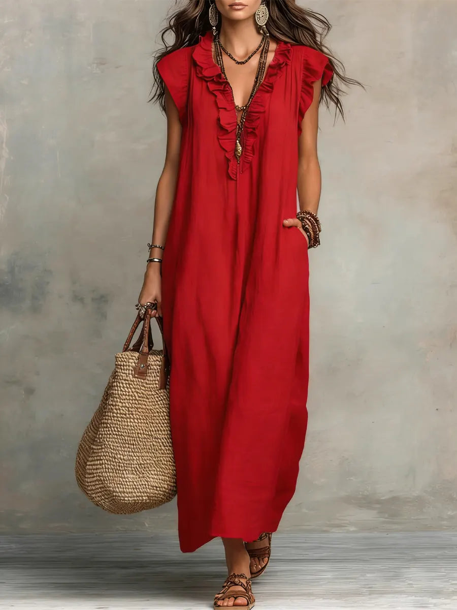 Ottoline | Vestido Longo Feminino Linho Boho