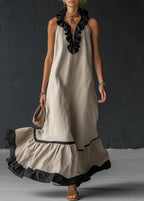 Vestido Longo Mulher com Volantes Gola Halter