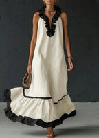 Vestido Longo Mulher com Volantes Gola Halter