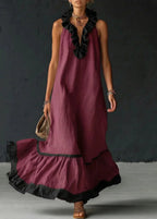 Vestido Longo Mulher com Volantes Gola Halter