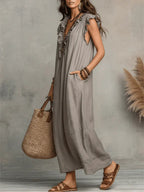 Ottoline | Vestido Longo Feminino Linho Boho