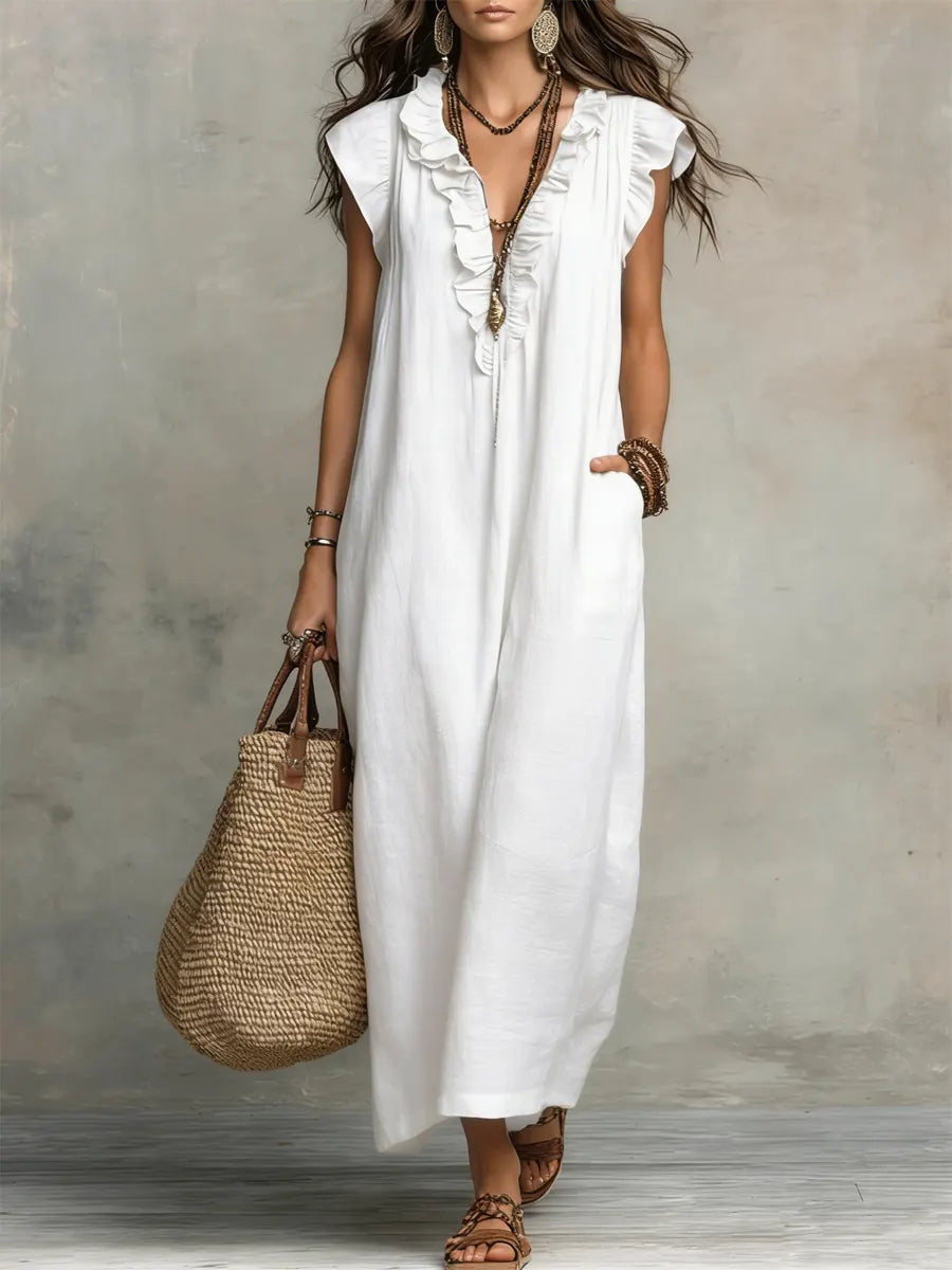 Ottoline | Vestido Longo Feminino Linho Boho