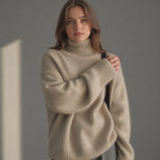 Jade | Mulher Caxemira Oversize Camisola Gola Alta