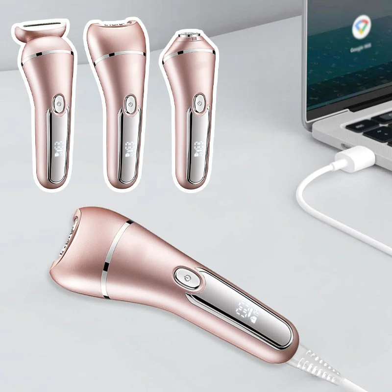 Anouk | Depiladora Elétrica Feminina 3 em 1 | Impermeável, Recarregável USB | Rosto, Corpo e Biquíni