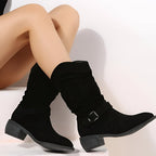 Zinnia | Botas Femininas Bico Redondo Salto Baixo Palmilha Macia