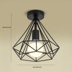 Yasmin | Candeeiro de Teto LED Retro | Gaiola Geométrica Metal | Preto, 9W