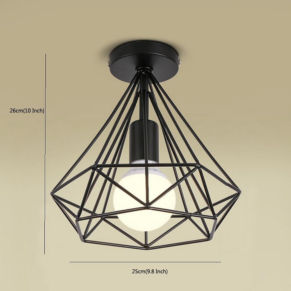 Yasmin | Candeeiro de Teto LED Retro | Gaiola Geométrica Metal | Preto, 9W